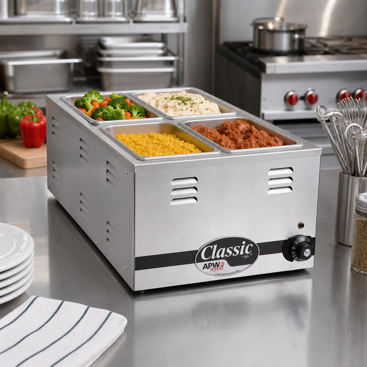 Product image #2 for APW Wyott Electric Countertop Food Pan Warmer, 28.5 Qt, Wet/Dry, 4 x 1/3 Size Pans