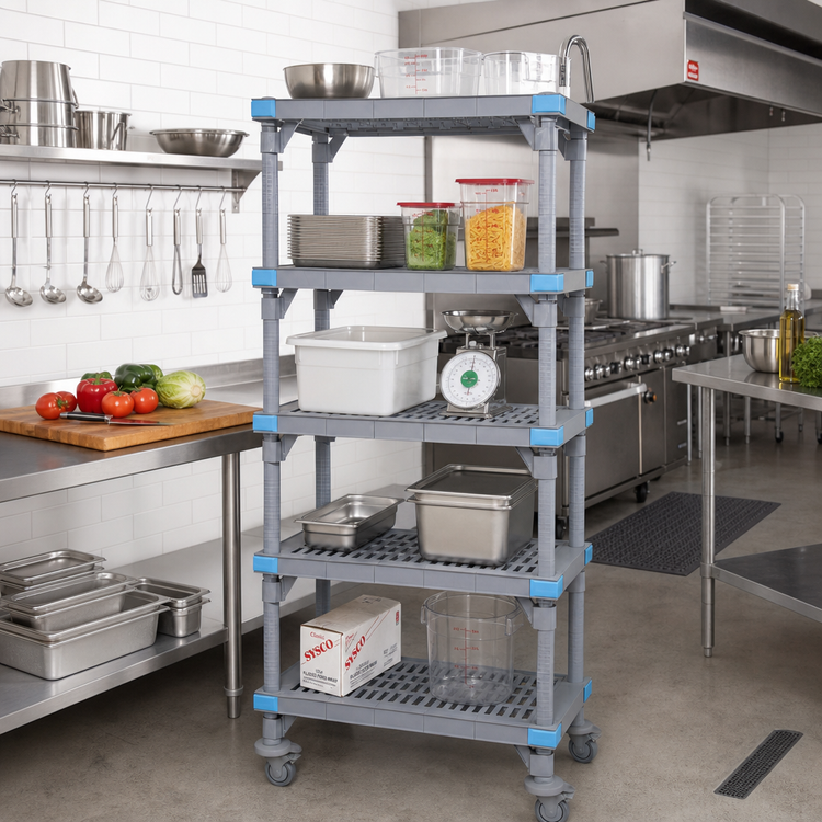 Product image #2 for Millenia Mobile 5-Shelf Gray Polymer Starter Shelving Unit, 36W x 18D x 86H