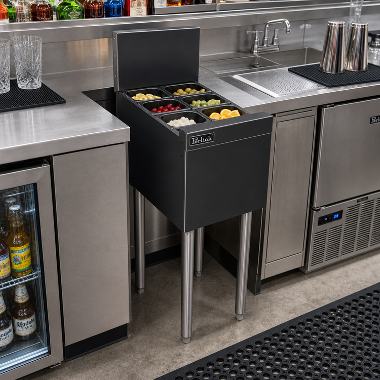 Product image #2 for Top Shelf TS Series Modular Insulated Underbar Bottle Storage Bin, Open Chest, with 8 Condiment Cups, 12 Inch W x 18-9/16 Inch D