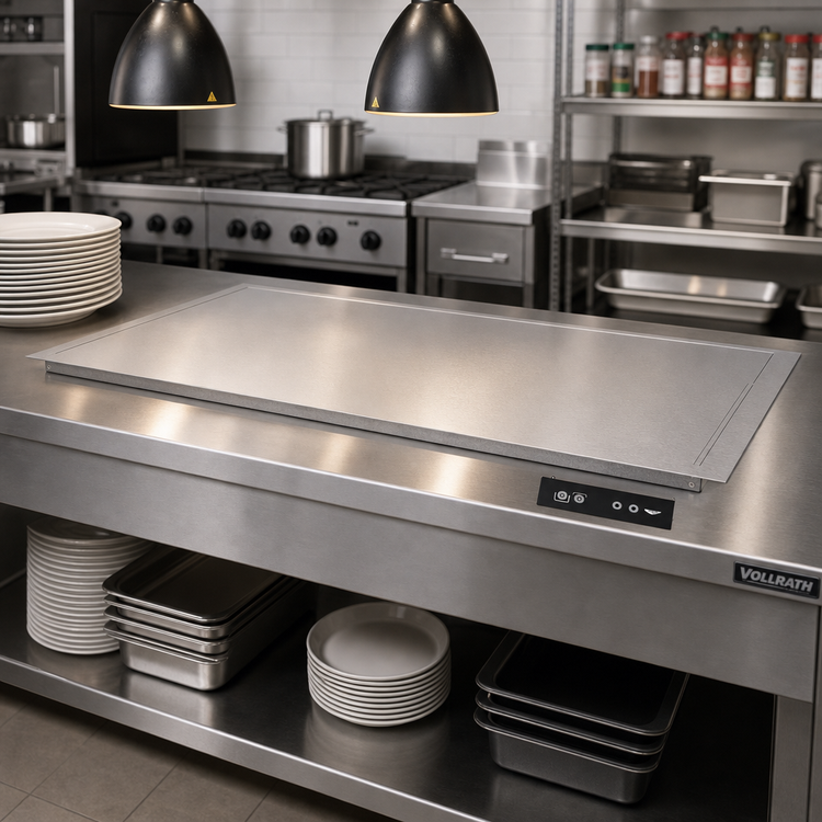 Product image #2 for Vollrath 68 Inch Flush Mount Drop-In Heated Warming Shelf with Dual Warming Zones, Stainless Steel, 120V