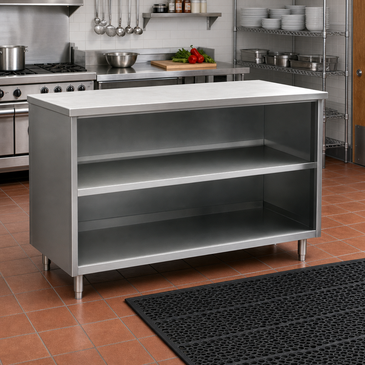 Product image #2 for Eagle Group Spec-Master 60-Inch Open Front Plate Cabinet with Stainless Steel Top and Fixed Shelf