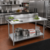 Thumbnail image #2 for Advance Tabco 84-Inch W x 36-Inch D Work Table with 304 Stainless Steel Top, 5-Inch Backsplash, and Galvanized Undershelf