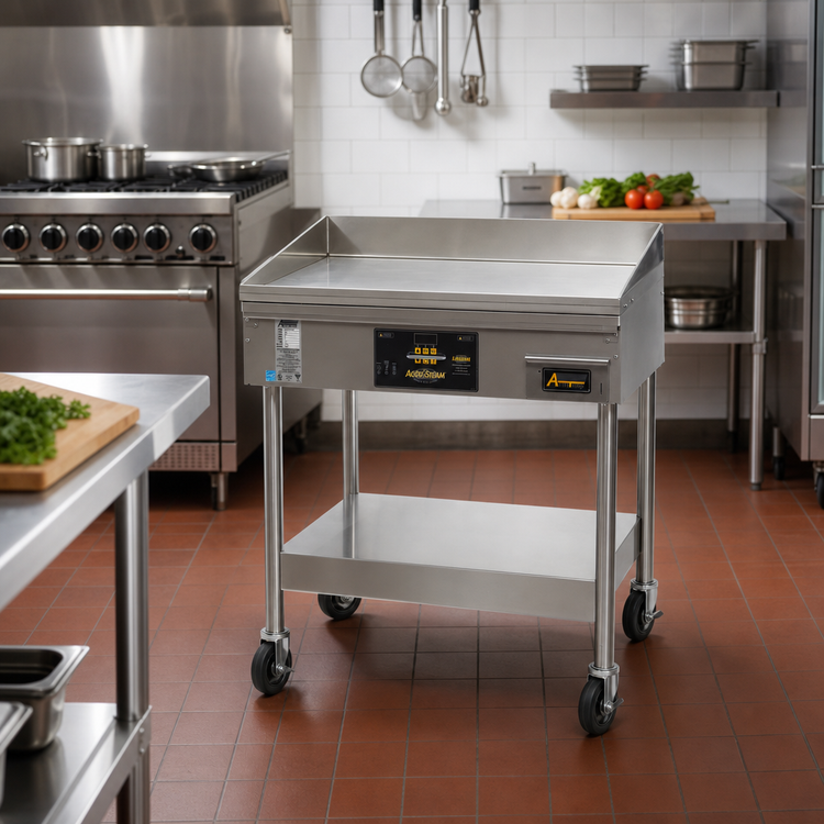 Product image #2 for AccuTemp AccuSteam Electric Griddle with Stand and Casters, 24 x 24 Inch Cooking Surface, 208V