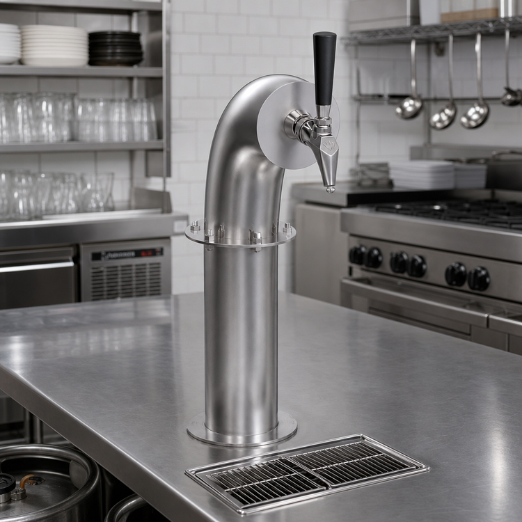 Product image #2 for Krowne Single-Faucet Glycol-Cooled Countertop Snakehead Beer Tower, Brushed Stainless Steel