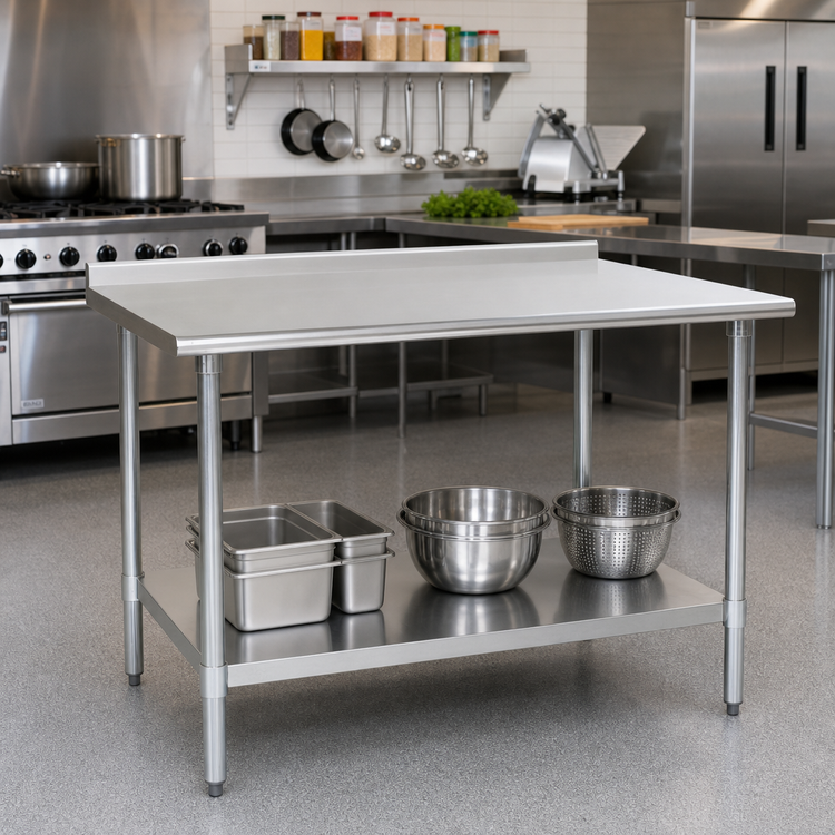 Product image #2 for Eagle Group Budget Series 72" x 30" 430 Stainless Steel Top Open Base Work Table