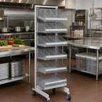 Thumbnail image #2 for Quantum WS70-SS18-7S10D Mobile Single-Sided Partition Wall Starter Unit with 7 Baskets and 10 Dividers, 18 x 26 x 74 in