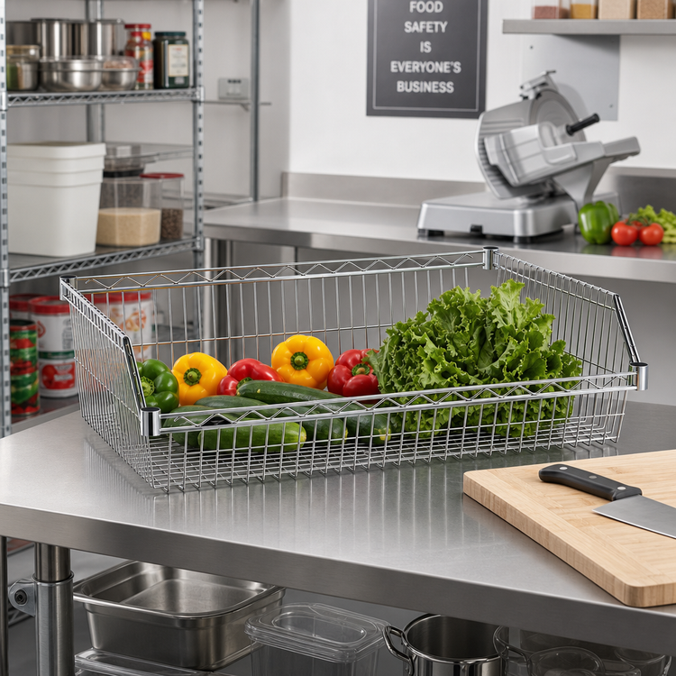 Product image #3 for Super Erecta 24 x 24 Inch Chrome-Plated Hopper-Style Basket Shelf