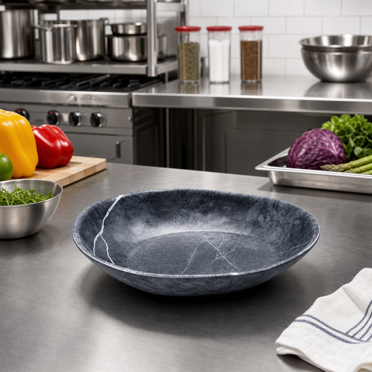 Product image #3 for Ridge 52 oz. Soapstone Freeform Melamine Bowl, 9 In.