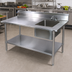 Thumbnail image #2 for John Boos 60-Inch x 30-Inch 16-Gauge Stainless Steel Prep Sink Table with Right-Hand Bowl, 5-Inch Backsplash, and Galvanized Undershelf