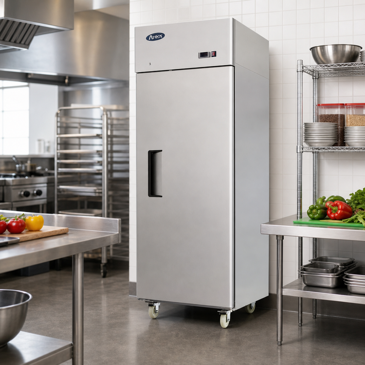 Product image #2 for Atosa 1-Section Top Mount Self-Contained Reach-In Refrigerator, 21.4 Cu. Ft., Solid Door, Stainless Steel