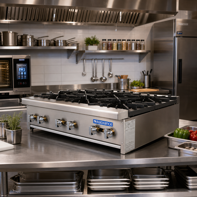 Product image #2 for Bake Tech Innovation Radiance 36-Inch Countertop Gas Hot Plate, 6 Burners, 192,000 BTU