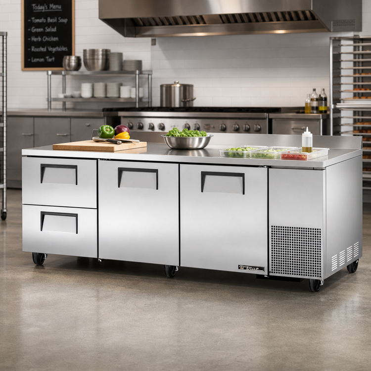 Product image #2 for True Three-Section Deep Work Top Refrigerator with 2 Doors and 2 Drawers