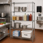 Thumbnail image #2 for Quantum WR74-2442S Stationary Wire Shelving Starter Kit, 42 x 24 x 74 Inches, 4 Shelves, 304 Stainless Steel
