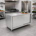 Thumbnail image #2 for John Boos 84 in. x 30 in. Stainless Steel Enclosed Work Table with Sliding Doors and 1-1/2 in. Rear Riser