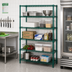 Thumbnail image #2 for Quantum 5-Shelf Stationary Wire Shelving Starter Kit, 48W x 14D x 74H, Green Epoxy Antimicrobial Finish