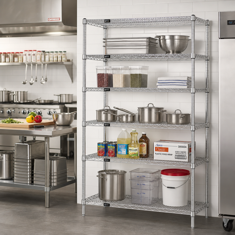 Product image #2 for Quantum 60-Inch W x 24-Inch D x 86-Inch H 5-Shelf 304 Stainless Steel Stationary Wire Shelving Starter Unit