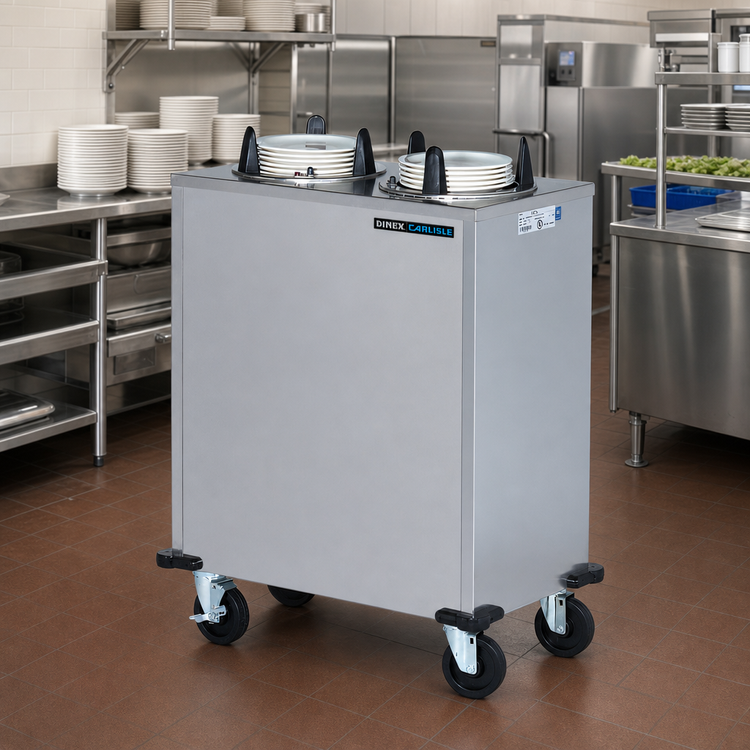 Product image #2 for Dinex 2-Silo Mobile Heated Enclosed Plate Dispenser for 9-1/8-Inch Round Plates