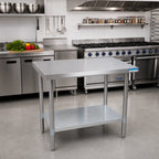 Thumbnail image #2 for BK Resources VTT-3024 30" x 24" 18-Gauge 430 Stainless Steel Work Table with Galvanized Undershelf