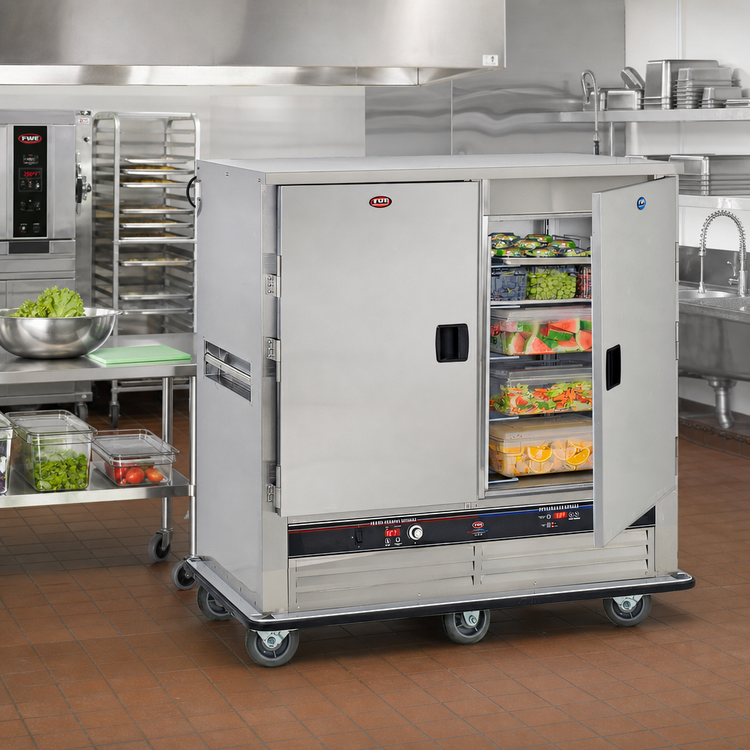Product image #2 for FWE UHRS-7-7 Heated & Refrigerated 2-Section Transport Holding Cabinet, 62 Inch Wide