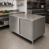 Thumbnail image #2 for BK Resources 60-Inch x 24-Inch Single-Sided Stainless Steel Chef Table Cabinet Base with Hinged Doors and Lock