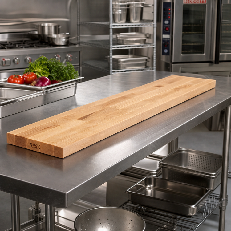 Product image #2 for John Boos 72 Inch x 10 Inch Steam Table Cutting Board, 1-3/4 Inch Thick, Northern Hard Rock Maple, Edge Grain