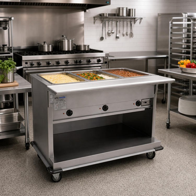 Product image #2 for Spec-Master PHT4CB-240 Portable Electric Hot Food Table, (4) Full-Size Wells, 66-1/4" Wide