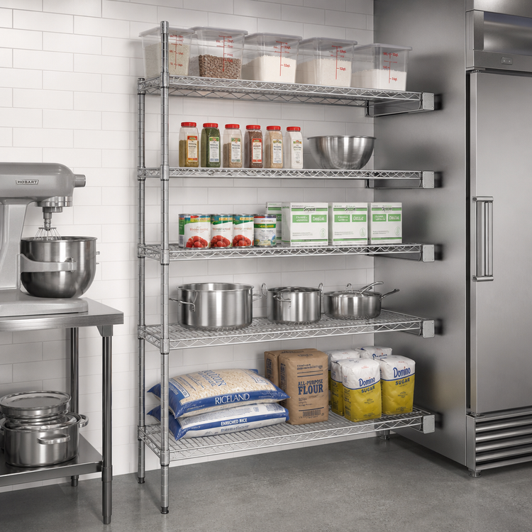 Product image #2 for Eagle Group 5-Tier Add-On Wire Shelving Unit, 72 x 21 x 86 Inches, Chrome-Plated