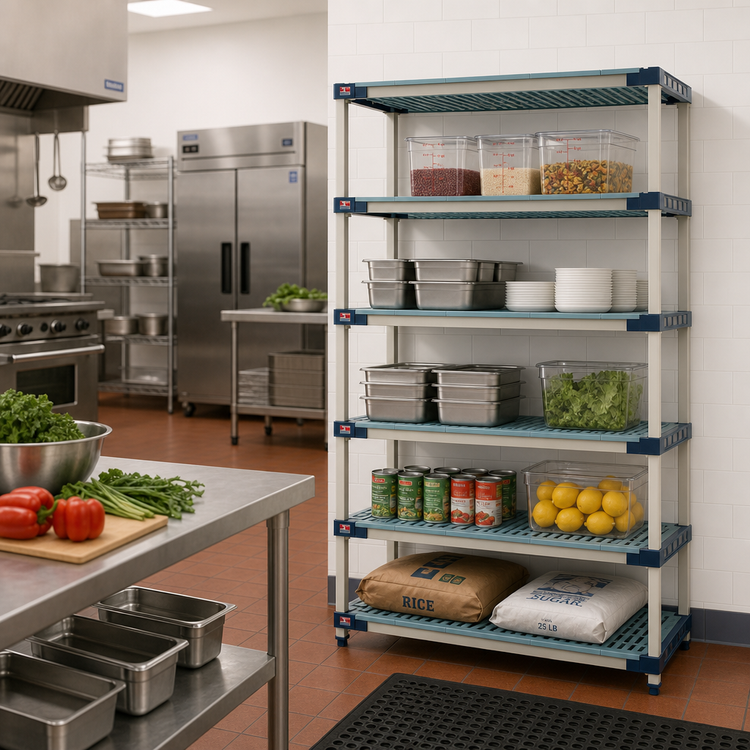Product image #2 for MetroMax 4 36 Inch W x 21 Inch D x 74 Inch H Add-On Polymer Shelving Unit, 5 Shelves