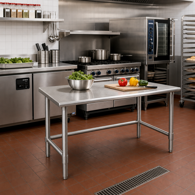 Product image #2 for Spec-Master 30 x 24 Inch Flat-Top Stainless Steel Work Table with Open Base