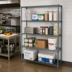 Thumbnail image #2 for Quantum WR63-2136GY Stationary Wire Shelving Starter Kit, 36"W x 21"D x 63"H, 4 Shelves, Gray Epoxy