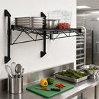 Thumbnail image #2 for Quantum WC14-CB2442BK Wall-Mount Cantilever Single Shelf Kit, 42 x 24 in, Black Epoxy Antimicrobial Finish