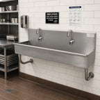 Thumbnail image #2 for Advance Tabco 19-18-48EF 48-Inch Two-Station Wall-Mounted Stainless Steel Hand Sink with 2 Electronic Faucets