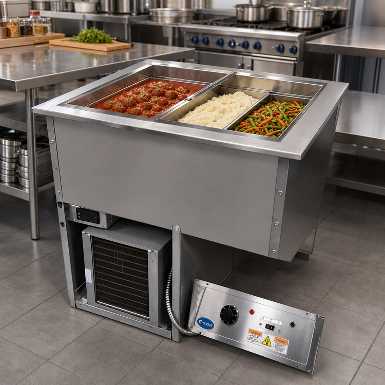 Product image #2 for Randell RCHB-3-208-AF Drop-In Electric Hot/Cold Combo Food Well, 3-Pan, 208V, Auto Water Fill