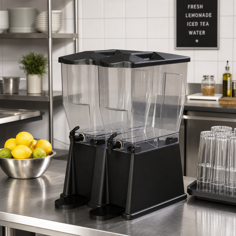 Product image #3 for Trimline Economy Rectangular Double-Bowl Polycarbonate Beverage Dispenser, 6 Gallon