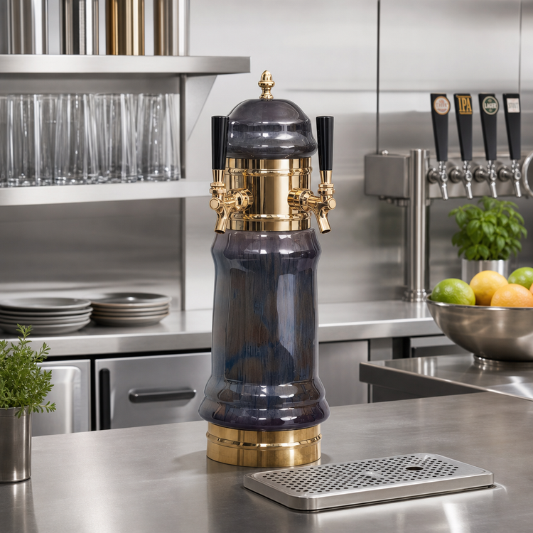 Product image #2 for Glastender Rembrandt 2-Faucet Countertop Polished Brass Glycol-Cooled Draft Dispensing Tower
