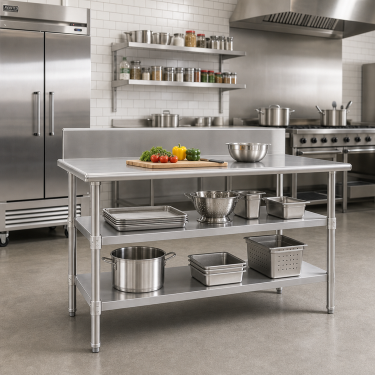 Product image #2 for 84 Inch x 30 Inch Adjustable Galvanized Work Table Undershelf