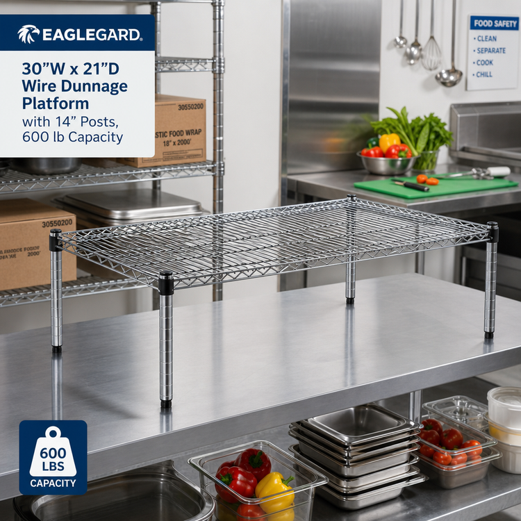 Product image #2 for EagleGard 30"W x 21"D Wire Dunnage Platform with 14" Posts, 600 lb Capacity