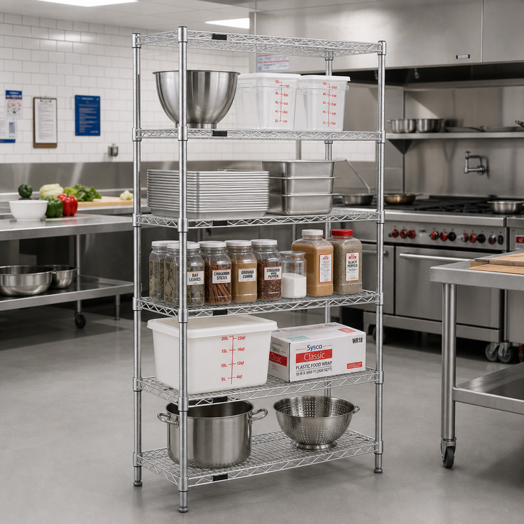 Product image #2 for EAGLEbrite 5-Tier Stationary Starter Wire Shelving Unit, 60 x 21 x 74 Inches, Zinc Finish