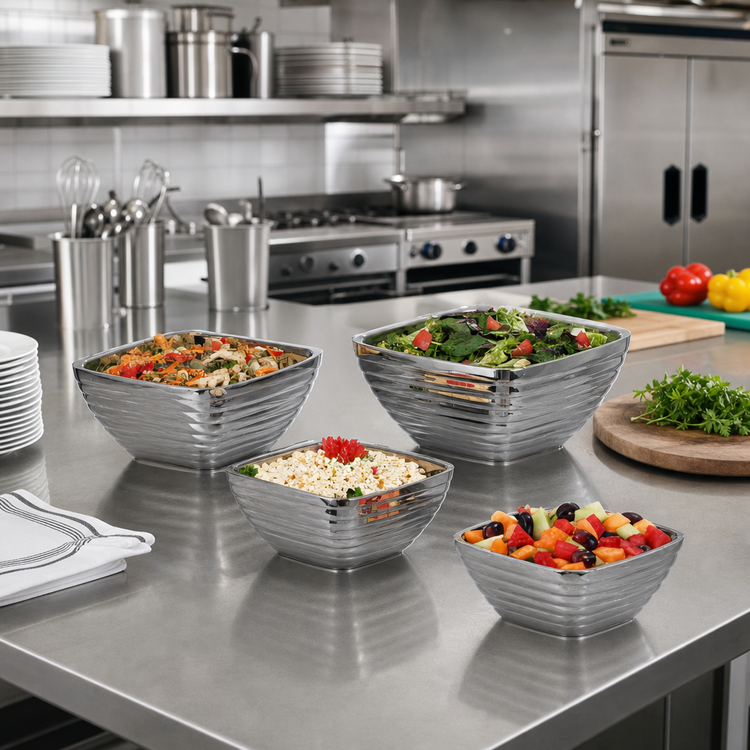Product image #2 for Vollrath Square Beehive Double-Wall Insulated Serving Bowl, 1.8 Quart, 18/8 Stainless Steel