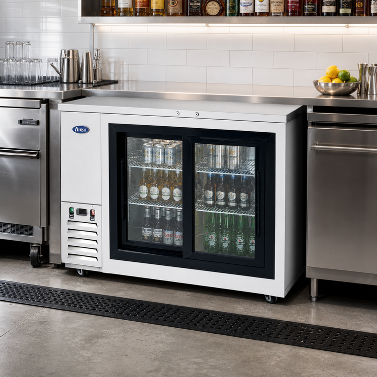 Product image #2 for Atosa Shallow Depth Back Bar Cooler with 2 Sliding Glass Doors, 48-Inch, 11.5 Cu. Ft.