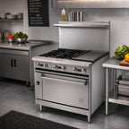 Thumbnail image #2 for Jade Range (Middleby) Bistro JBR-12G-4 36-Inch Gas Restaurant Range, 4 Open Burners, 12-Inch Griddle, Cabinet Base