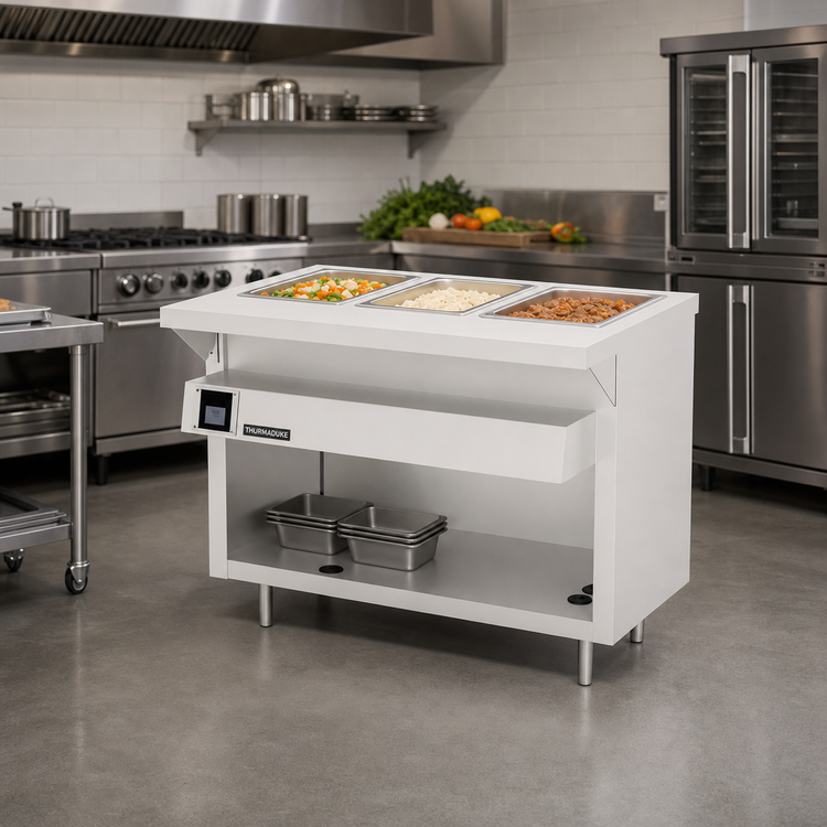 Product image #2 for Thurmaduke EW-3-DLSS Deluxe 3-Pan Electric Waterless Hot Food Well Unit