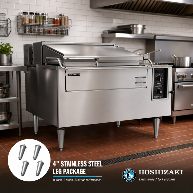 Product image #2 for Hoshizaki 4-Inch Stainless Steel Leg Package for Braising Pans and Tilt Skillets