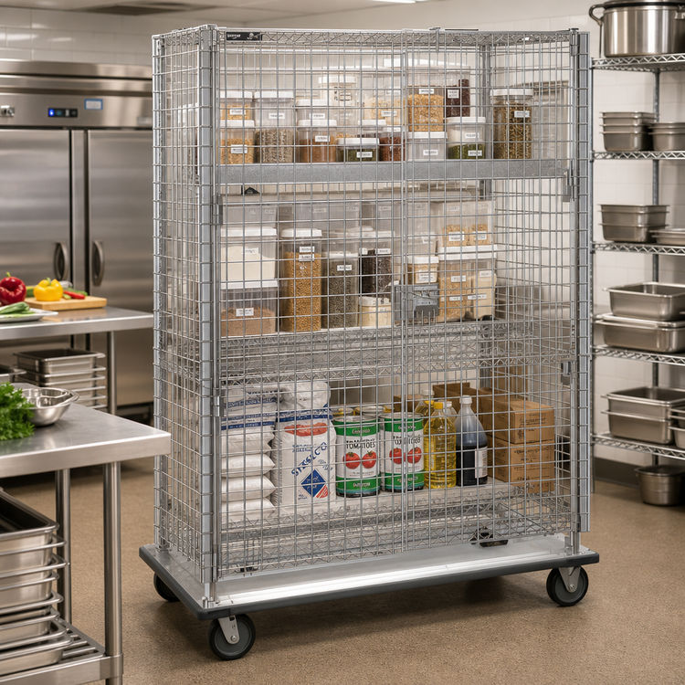 Product image #2 for Metro Super Erecta qwikSLOT Mobile Security Cage with Two 270° Doors and Aluminum Dolly