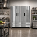 Thumbnail image #3 for Koolmore RIR-3D-SS Three-Section Reach-In Refrigerator, 72 Cu. Ft., 3 Solid Doors, Bottom-Mounted Refrigeration, Stainless Steel
