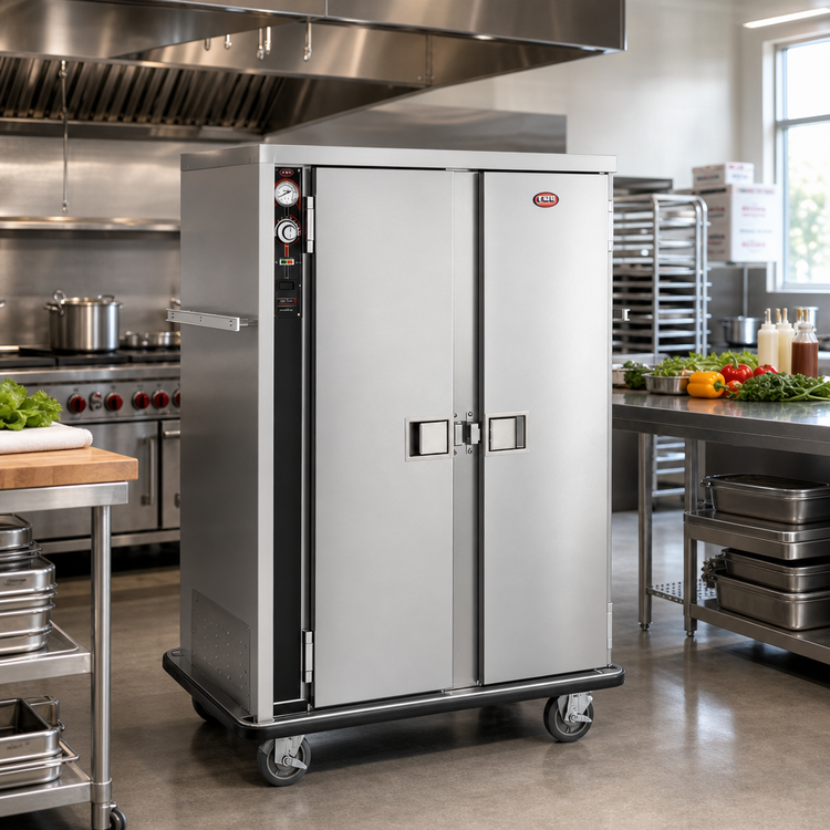 Product image #3 for FWE Mobile Heated Holding Cabinet, 45 Full-Size Pan Capacity, 3-Section, Humi-Temp Heat & Humidity System