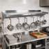 Thumbnail image #2 for John Boos Stallion Commercial Wall-Mount Pot Rack Shelf with 11 Hooks, 132 x 18 x 13 Inches, Stainless Steel