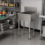 Thumbnail image #2 for Advance Tabco WSS-14-21-FM Freestanding Stainless Steel 1-Station Service Sink with 12-Inch-Deep Bowl and Splash-Mount Faucet Holes