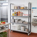 Thumbnail image #2 for Cambro Camshelving® Elements EXA245484VS4480 4-Tier Add-On Polymer Shelving Unit, 24"D x 54"W x 84"H, Vented & Solid, Gray