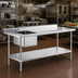Thumbnail image #2 for Steel Works Stainless 48-Inch x 30-Inch Stainless Steel Sink Table with Left 16 x 20 x 12 Bowl, Backsplash, and Undershelf